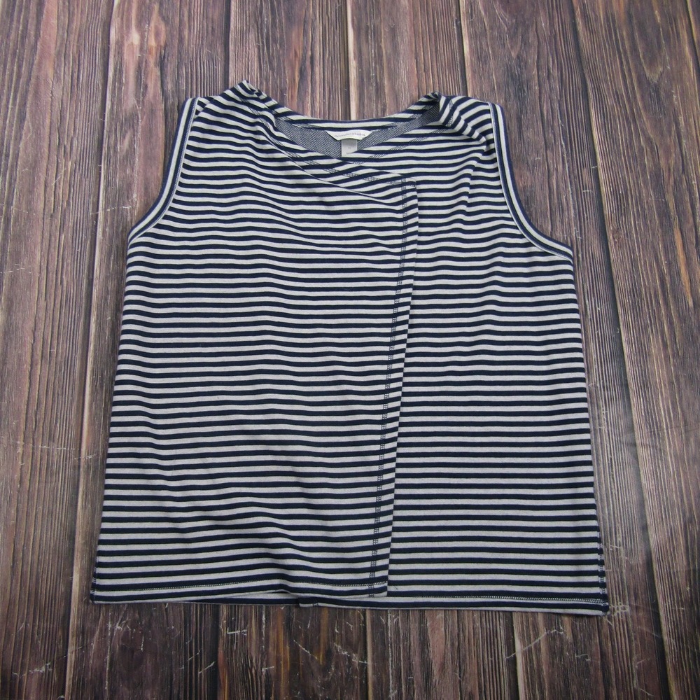 Christopher & Banks Women XL Blue Striped Sleeveless Tank Top Jersey Granny Core